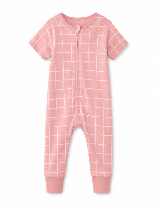 cloud island Other - Cloud Island Pink Grid Short-Sleeve Baby Romper